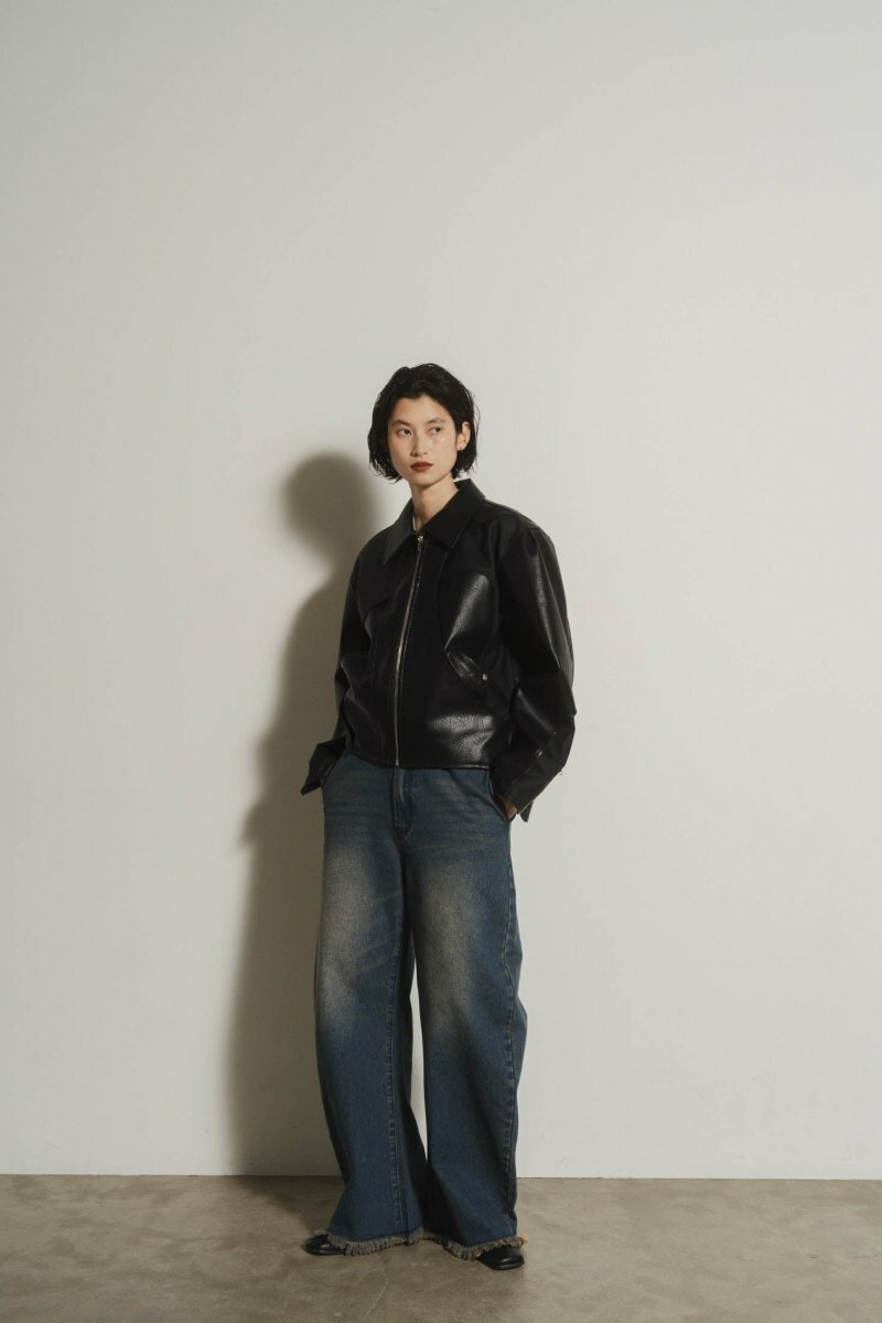 Knuth Marf - leather riders blouson (unisex) / BLACK