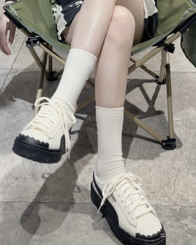 <甜美上線🩷>PUMA BASKET PLATFORM  黑白花邊