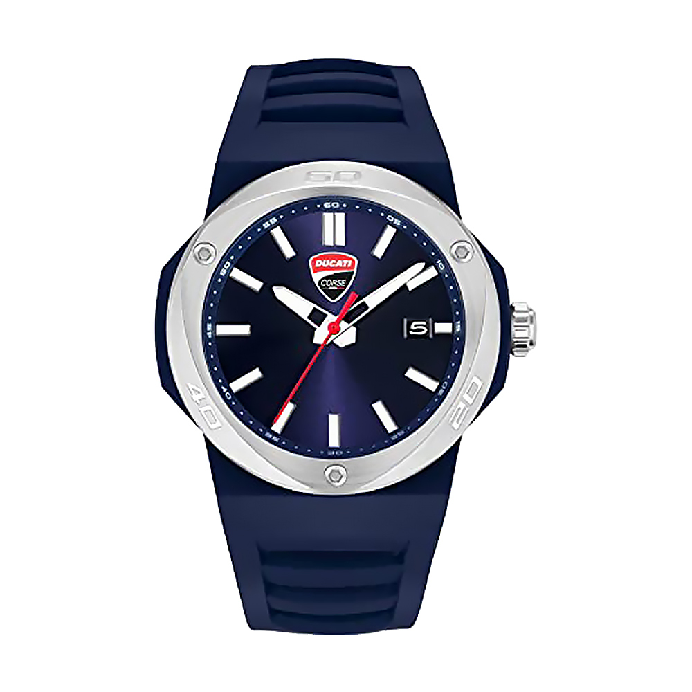 【Ducati 杜卡迪】重機王者 Tradizione傳統系列 DTWGN0000501 藍 男士 流暢 簡約 無字 日期 運動型 手錶