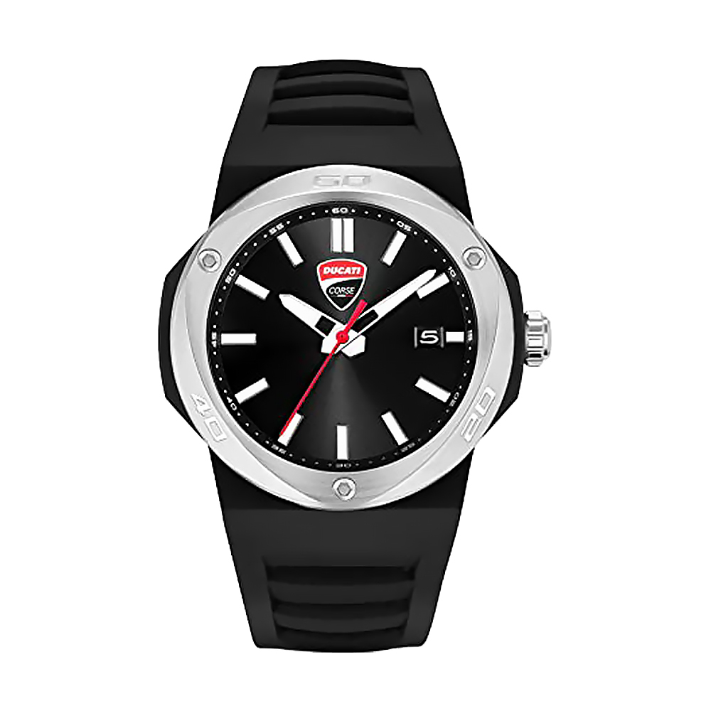 【Ducati 杜卡迪】重機王者 Tradizione傳統系列 DTWGN0000502 黑 男士 流暢 簡約 無字 日期 運動型 手錶