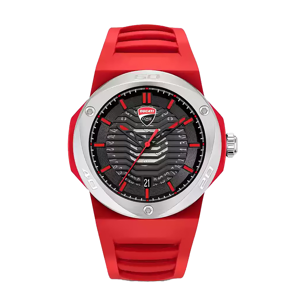 (預購)【Ducati 杜卡迪】重機王者 Tradizione傳統系列 DTWGN0000507 銀紅 男士 穿透 層次 結構 日期 運動型 手錶