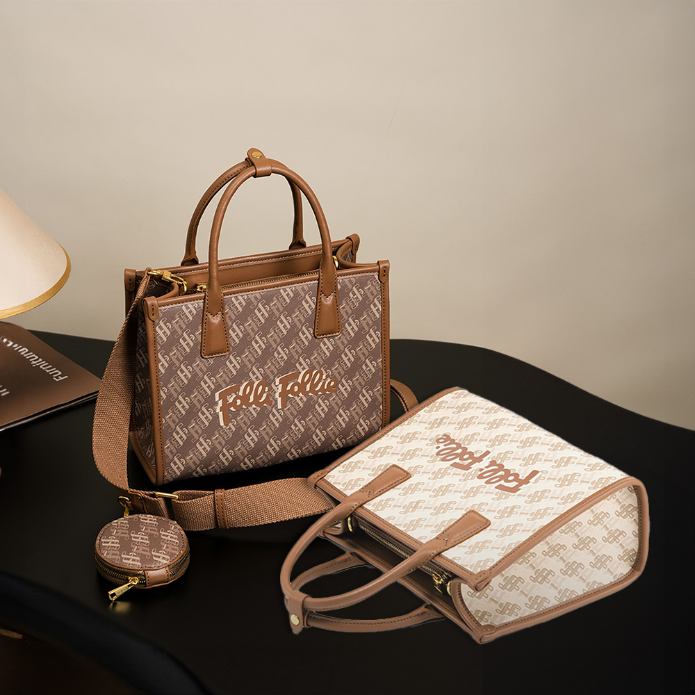 【Folli Follie 芙麗芙麗】SB23PYP021GR SB23PYP021WH 復古 氣質 優雅 老花 托特 方包 手提 肩背