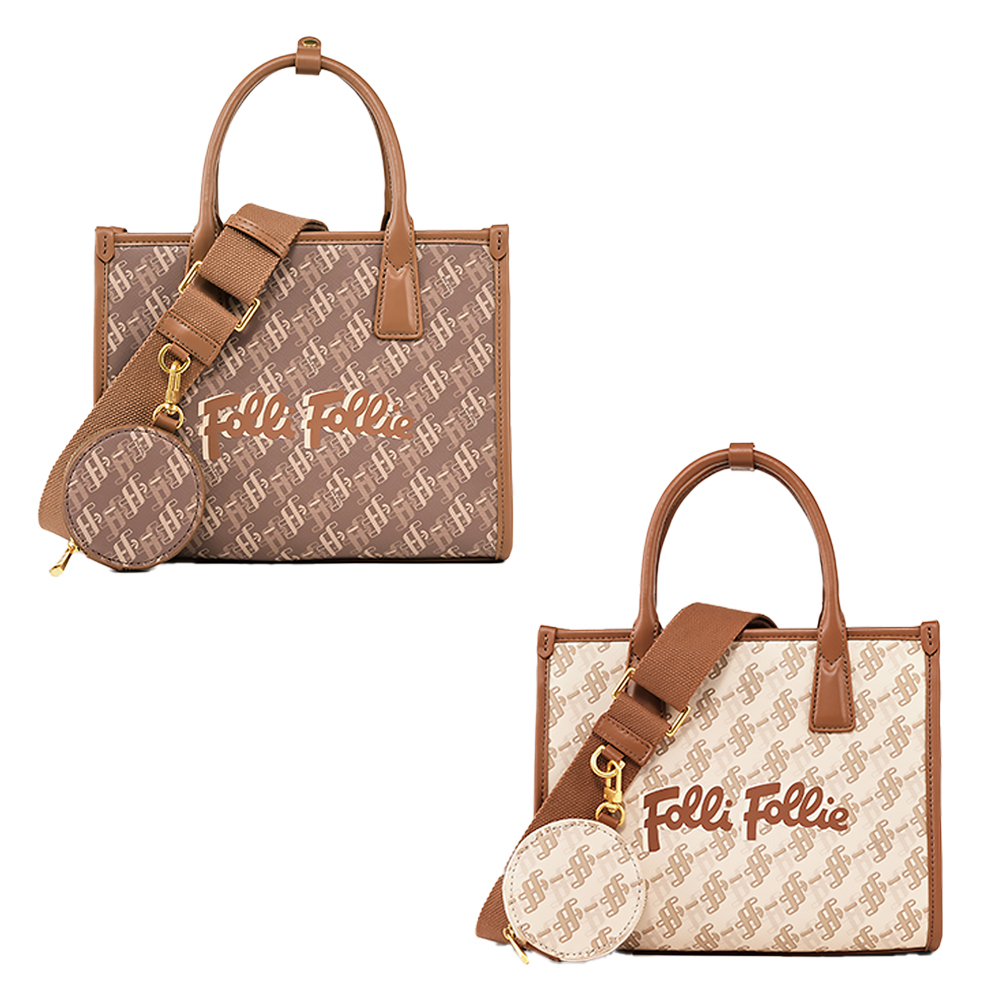 【Folli Follie 芙麗芙麗】SB23PYP021GR SB23PYP021WH 復古 氣質 優雅 老花 托特 方包 手提 肩背