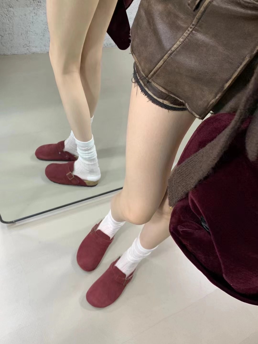 勃肯造型磨砂真皮包頭拖