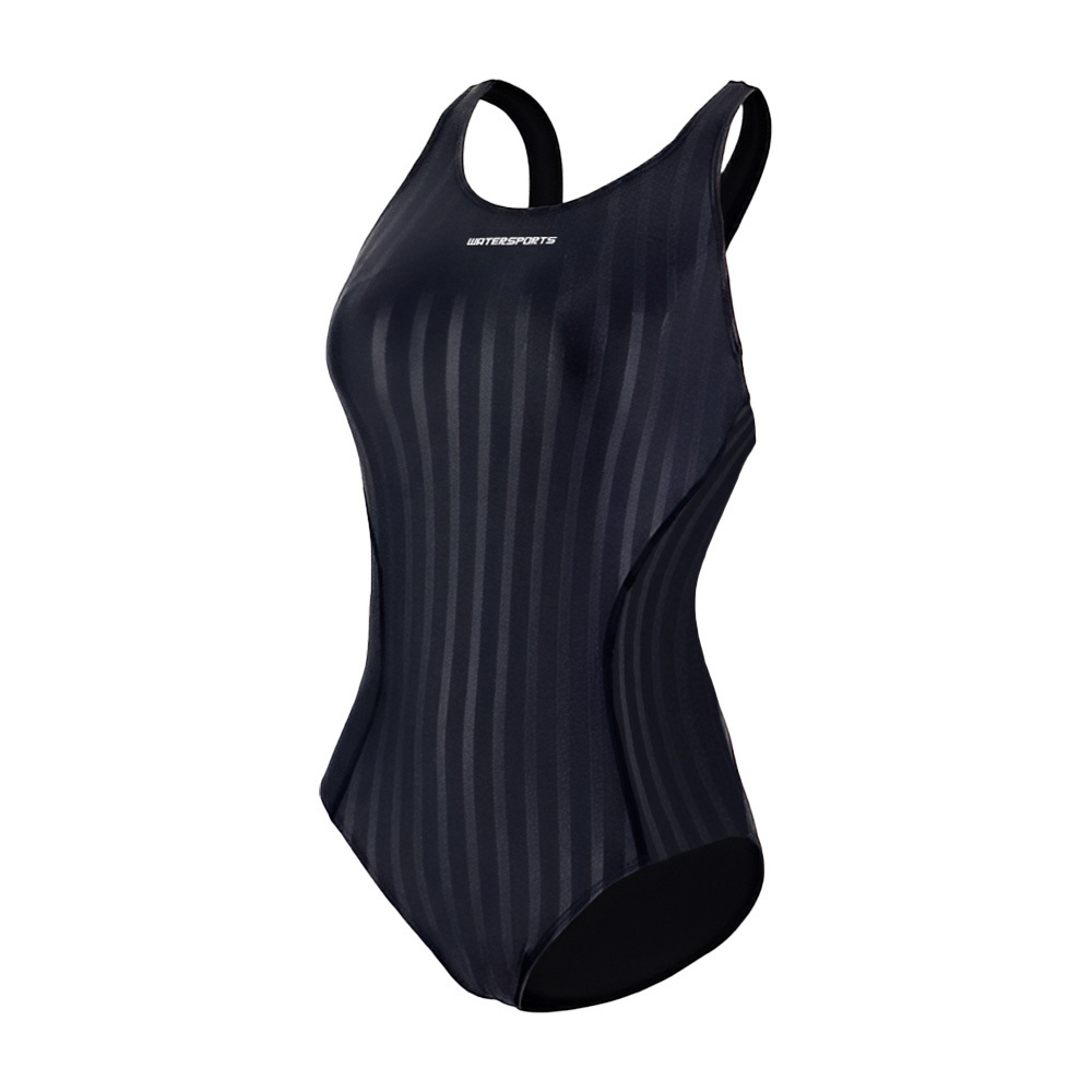 女士低抵抗潑水X背帶競賽泳衣 - 黑