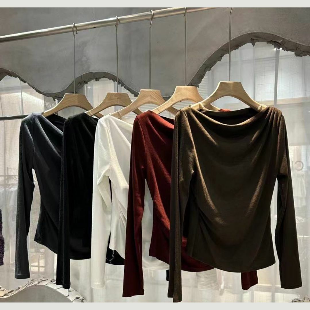 魅力之秋一字領單邊收腰上衣（特價）