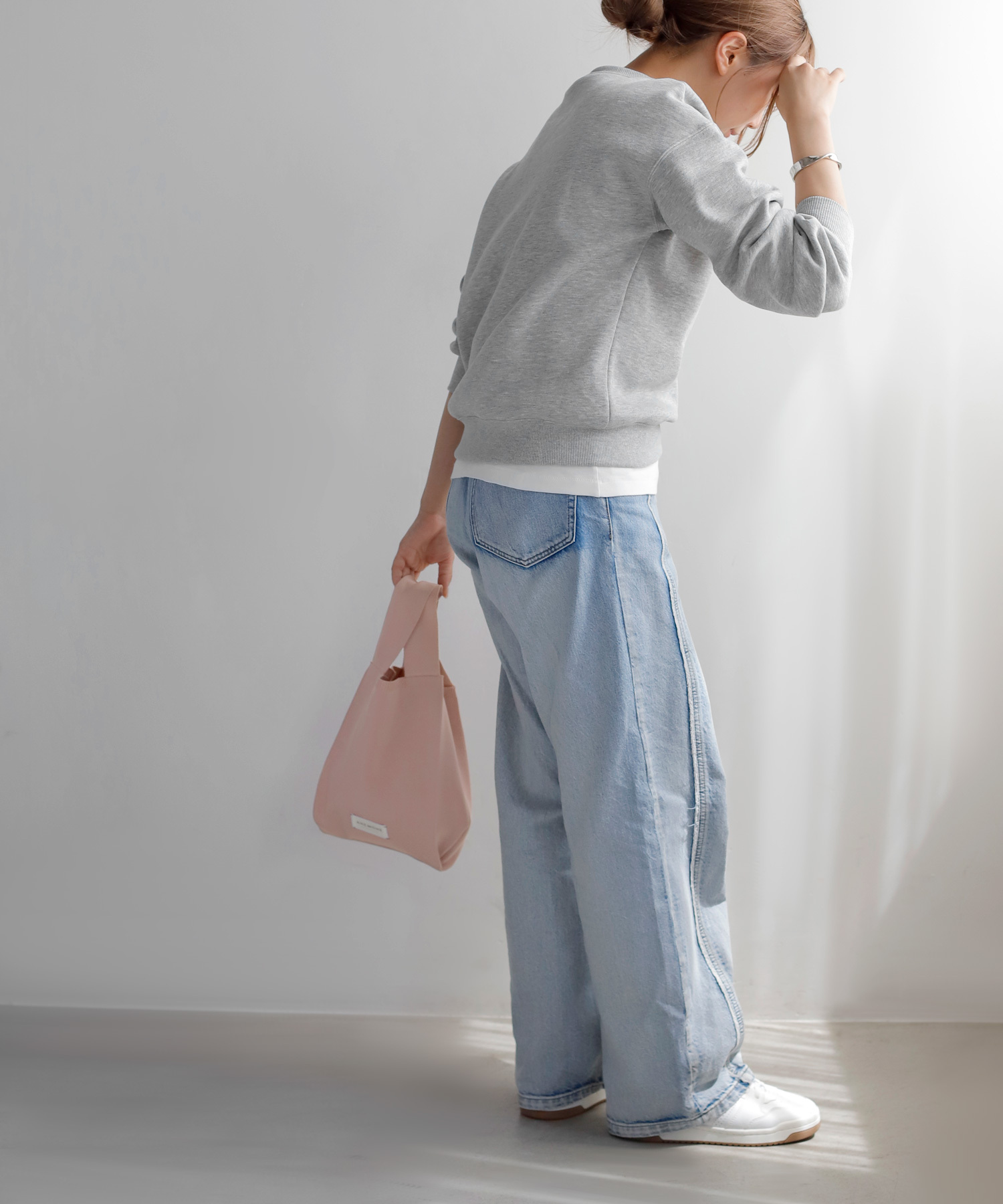 [現貨出清優惠]ANEMONE 蝴蝶結針織托特包 粉