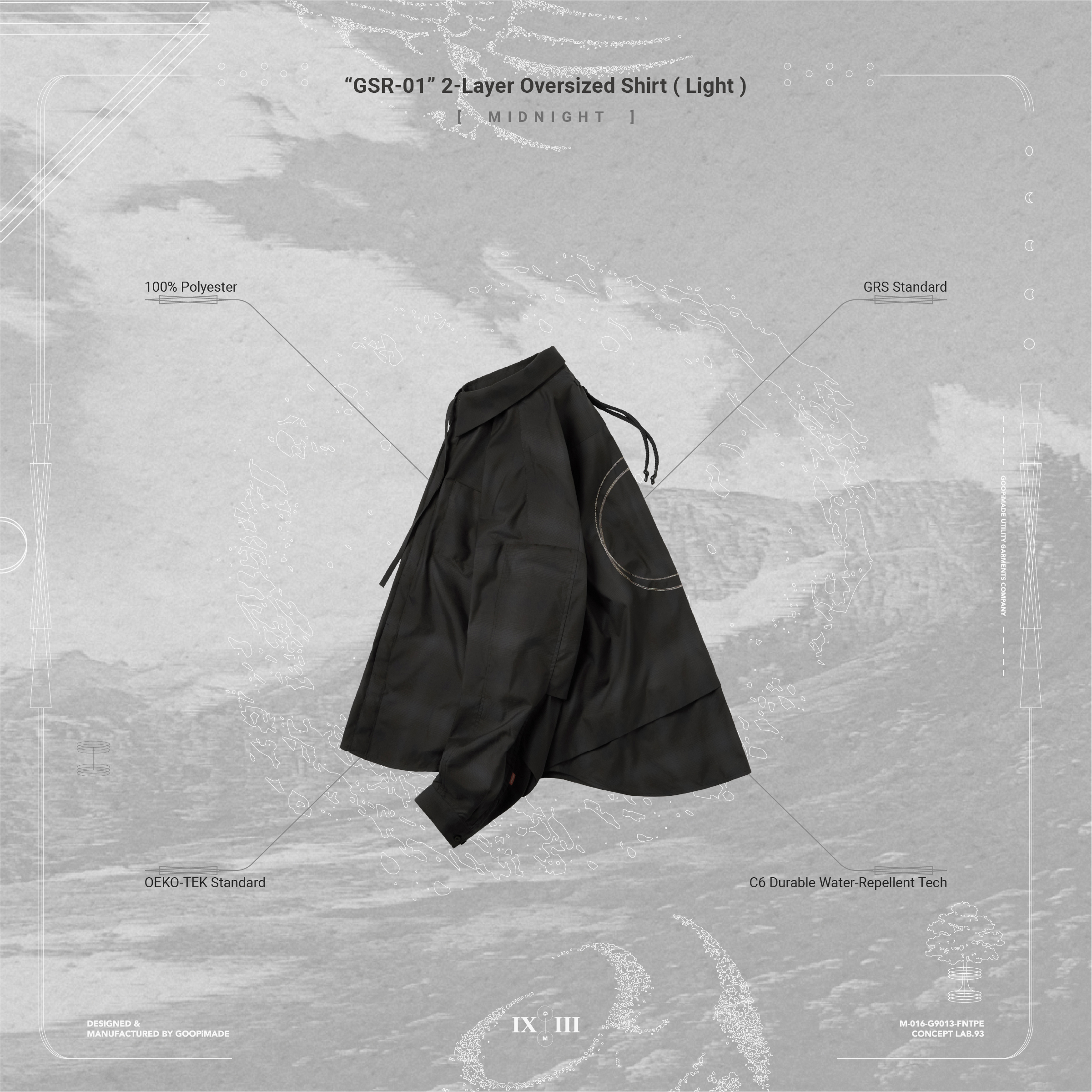 GSR-01” 2-Layer Oversized Shirt (Light) - Midnight