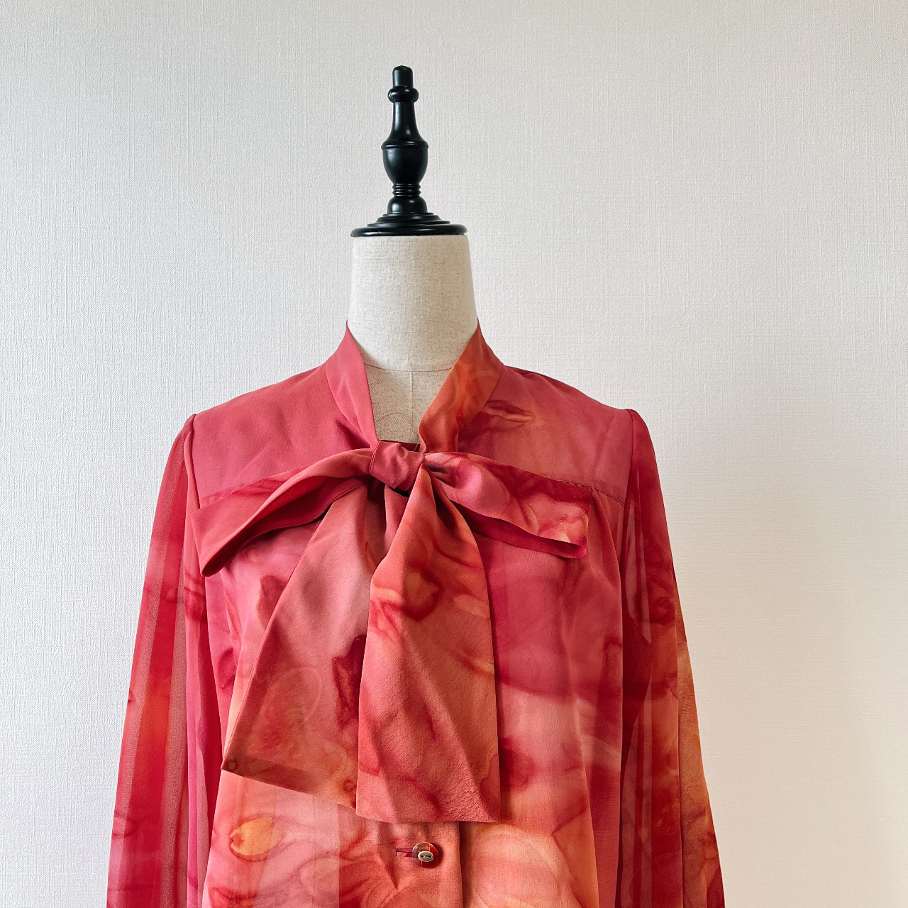 氣質水染紅雪紡古着上衣