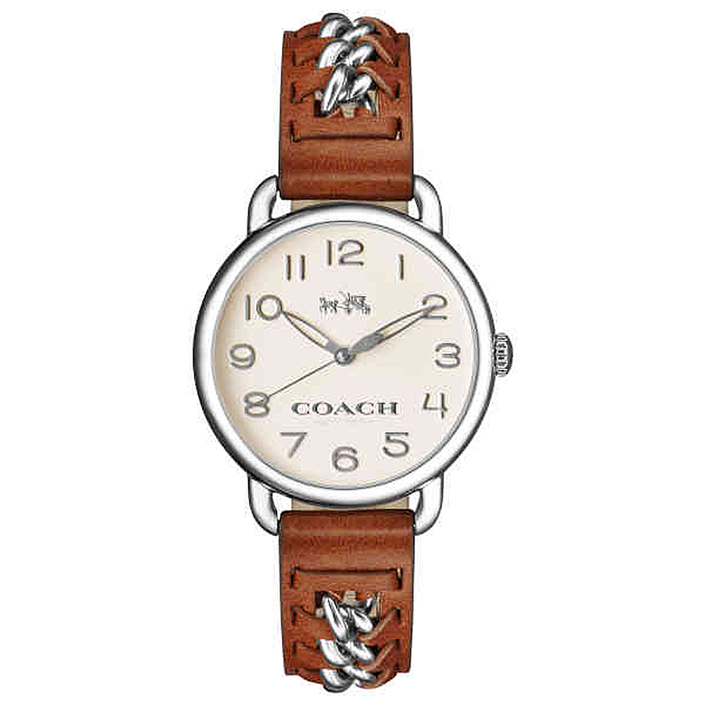 (預購)【COACH 蔻馳】Delancey系列 14502273 大數字時標 編織 皮革 女款 石英錶