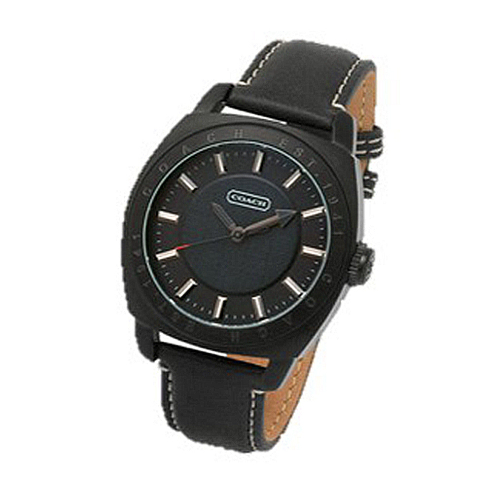 (預購)【COACH 蔻馳】14601199 質感 全黑 夜光 皮革 女款 石英錶