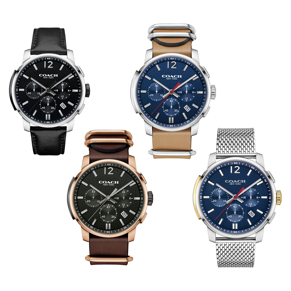 (預購)【COACH 蔻馳】 BLEECKER系列 三眼 計時 日期顯示 男款 石英錶 14602014/14602018/14602019/14602022