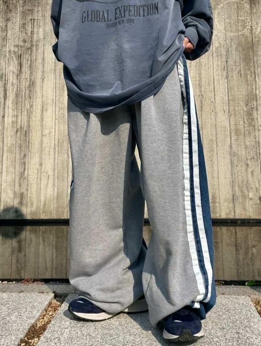 雙間棉質拼牛仔褲 P2620