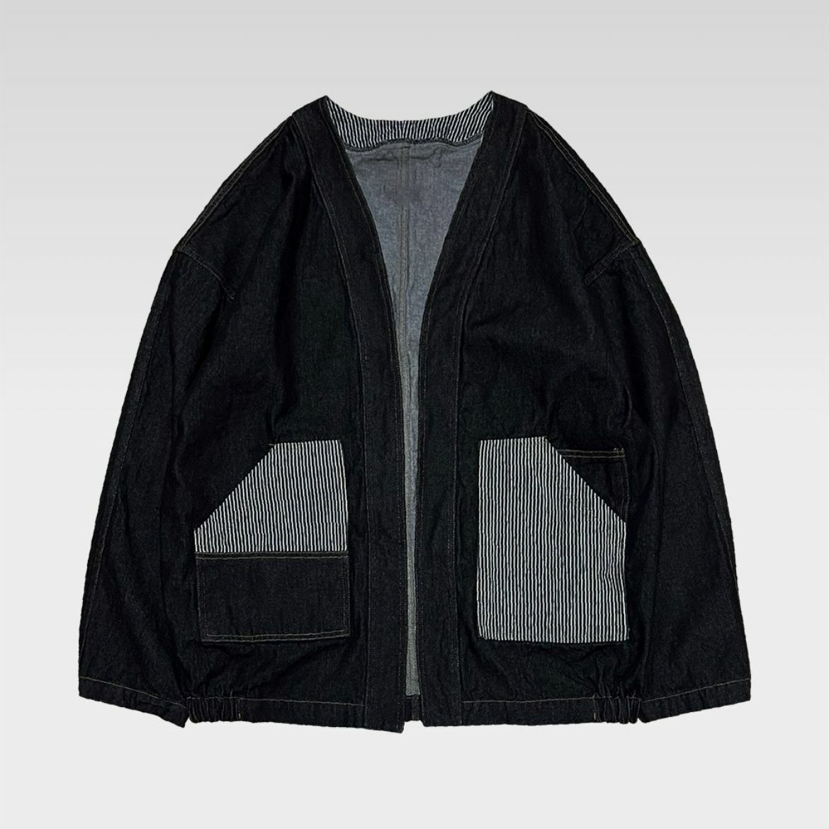 拼直間開胸牛仔褸 JK2531