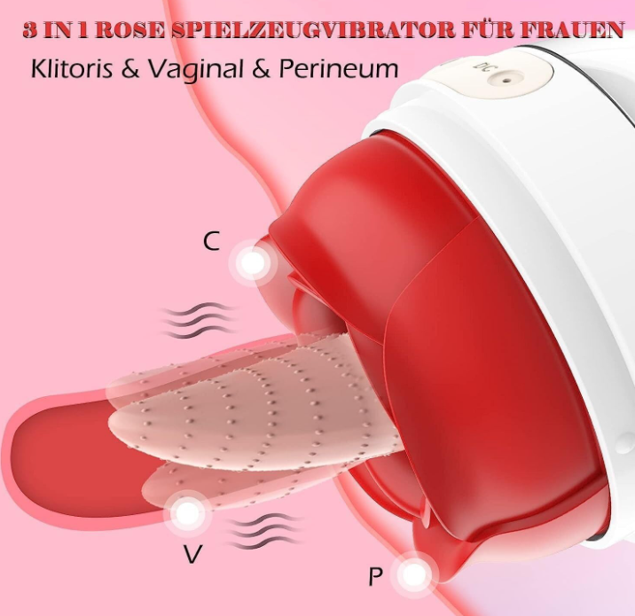 〔感受真實舌頭溫度〕玫瑰加熱舌舔震動器