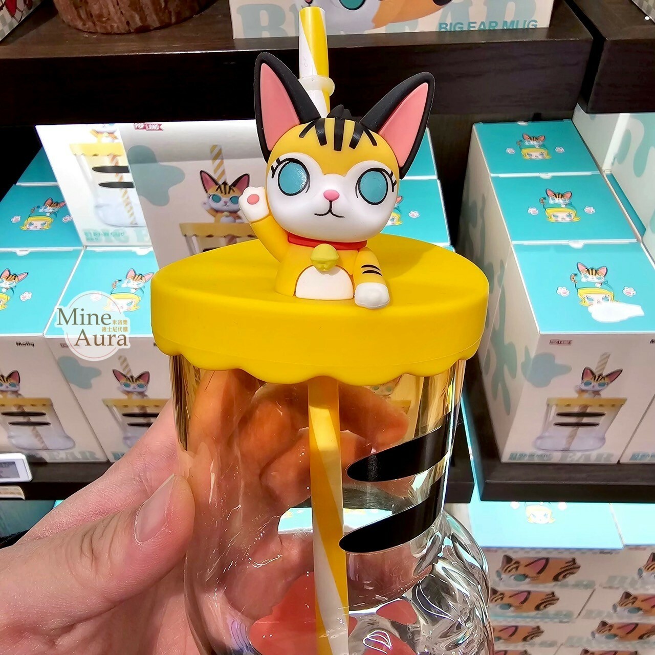 POP MART 泡泡瑪特 心願之旅系列 Molly 茉莉 貓咪 大耳牛 貓腳 造型 吸管 玻璃 水杯 -泡泡瑪特城市樂園