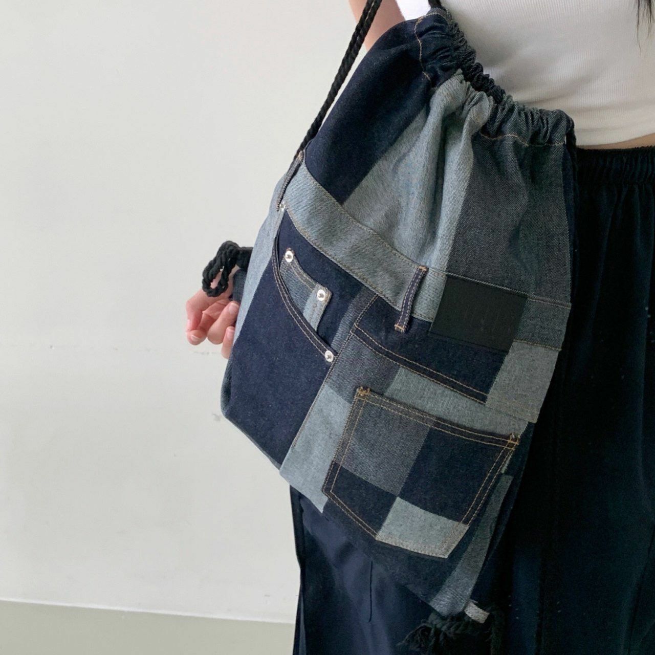 拼色牛仔索口背囊 Seeot-001B