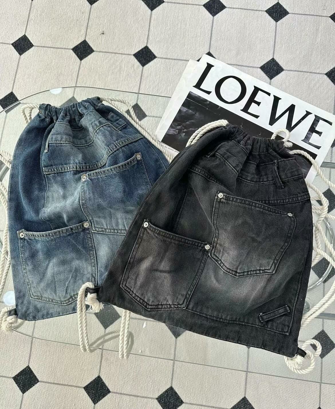 洗水牛仔索口背囊 Seeot-004B