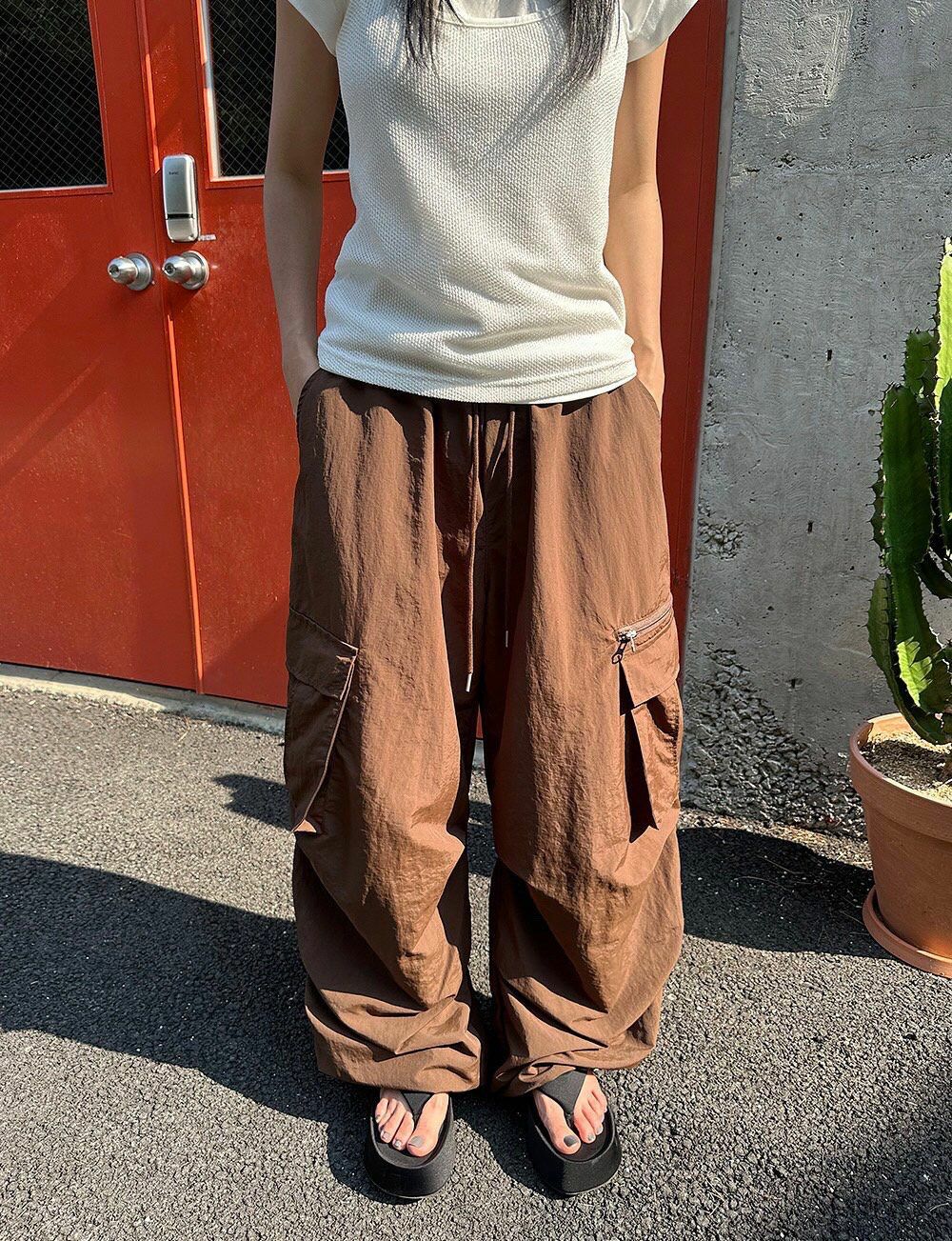 淨色工裝鬆身褲 Seeot-005P