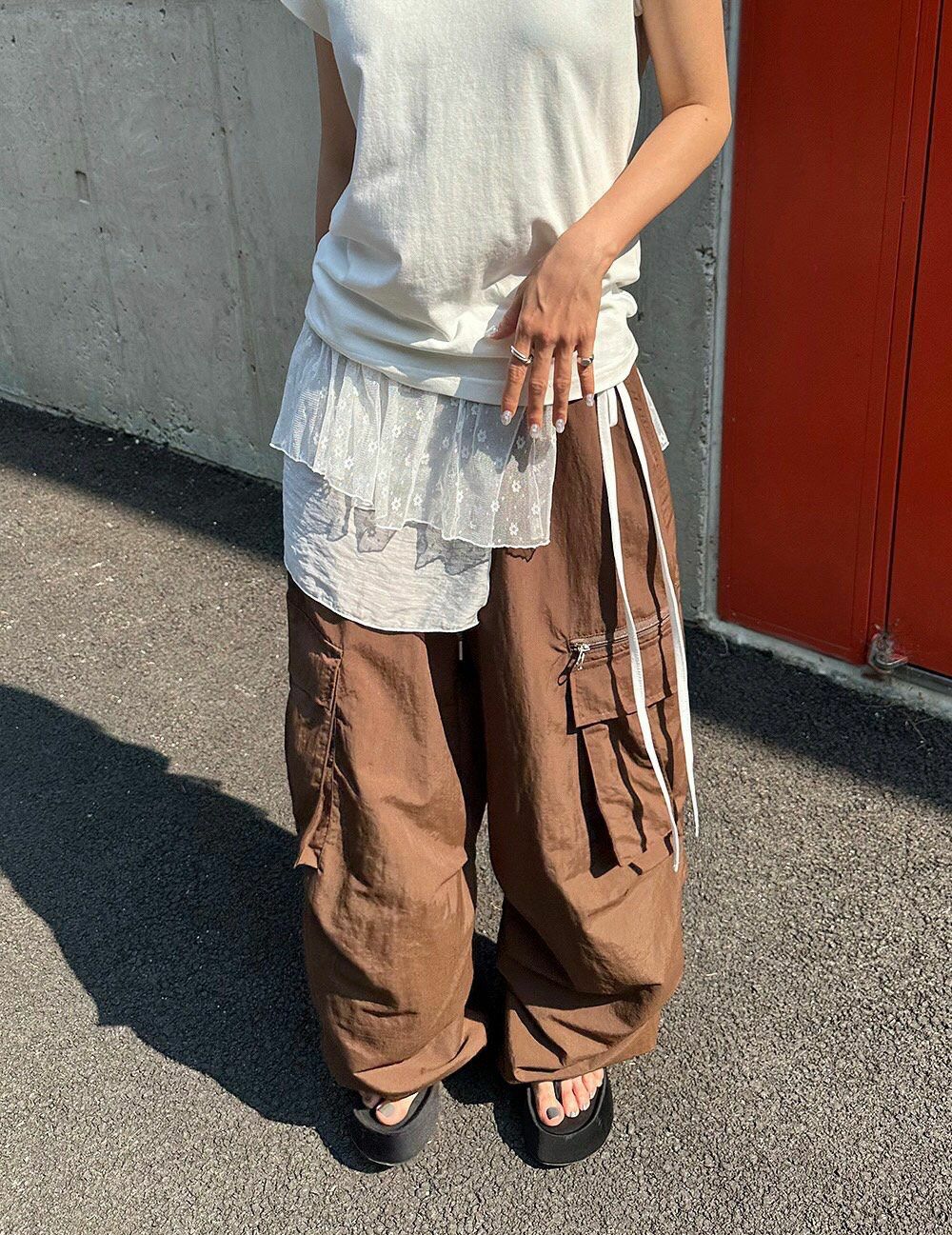 淨色工裝鬆身褲 Seeot-005P