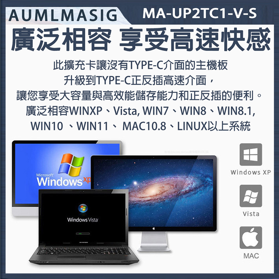 AUMLMASIG USB3.2 GNE1 TYPE-C*1 +USB3.0*2 後置轉接卡