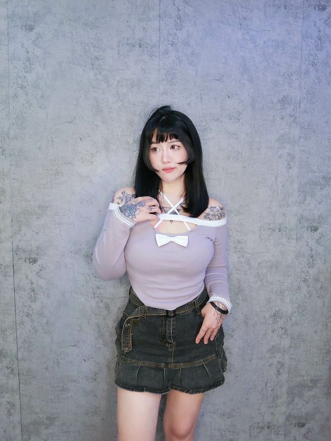 綠茶系蝴蝶結蛋形下擺修身一字領🍭自訂款