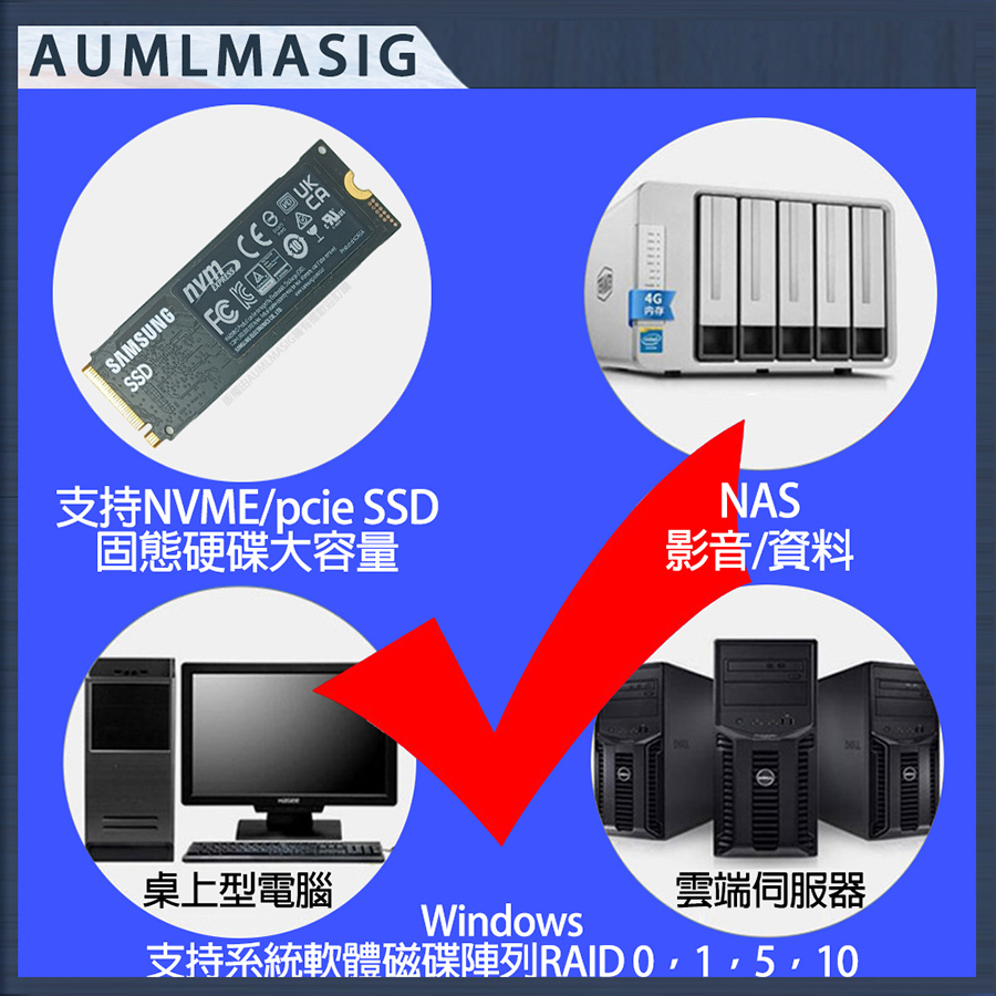 AUMLMASIG    SSD NVME 固態硬碟PCI-E 1X TO M.2 M-Key Card