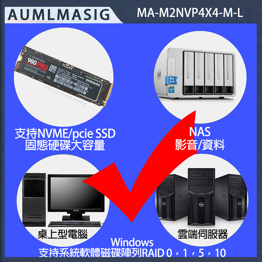 AUMLMASIG M-KEY NVME SSD PXCI-EX4 Expansion Card