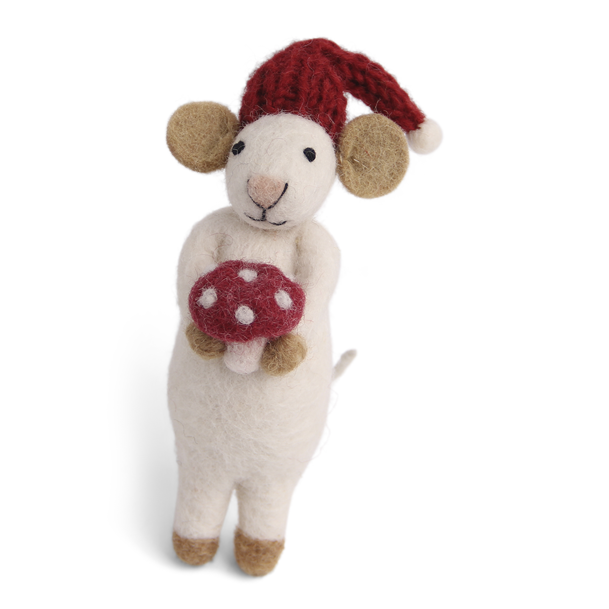 丹麥Gry&Sif 聖誕掛飾-White Mouse w/Mushroom(10121)