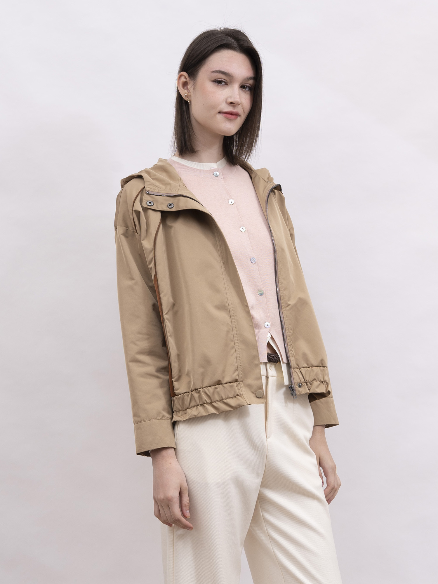 mi-tu 拼色圓領針織外套