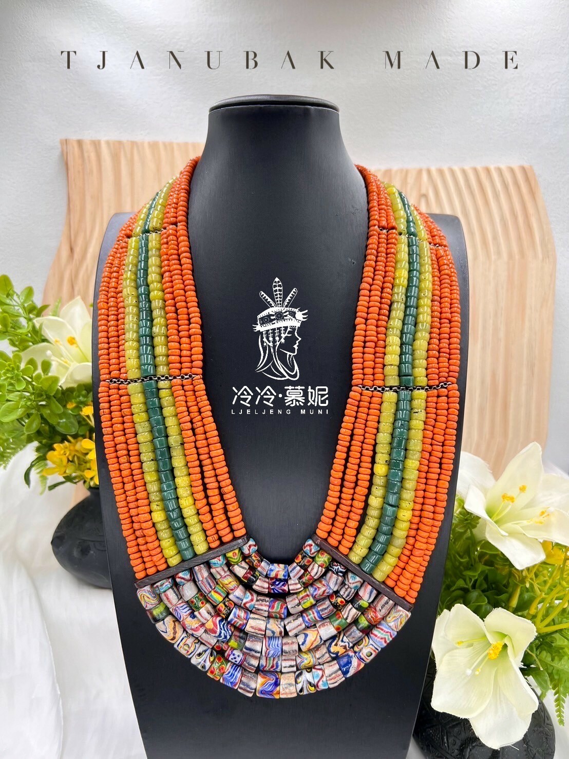 W-No.3傳統花珠貿易老珠複串中長鍊70cm