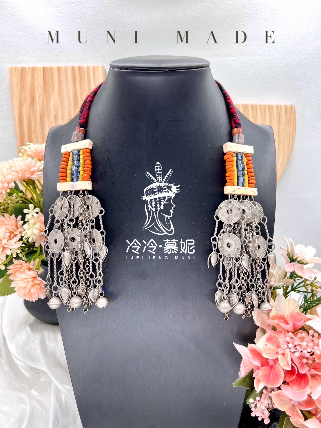 Muni-No.51貿易老珠少女耳掛14.5cm