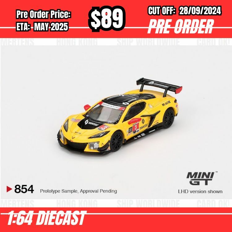 PO-$89  * Mini GT * 1:64 #854 Chevrolet Corvette Z06 GT3.R #3 Corvette Racing by Pratt Miller Motorsports 2024 IMSA Daytona 24 Hrs LHD [OD13/09]