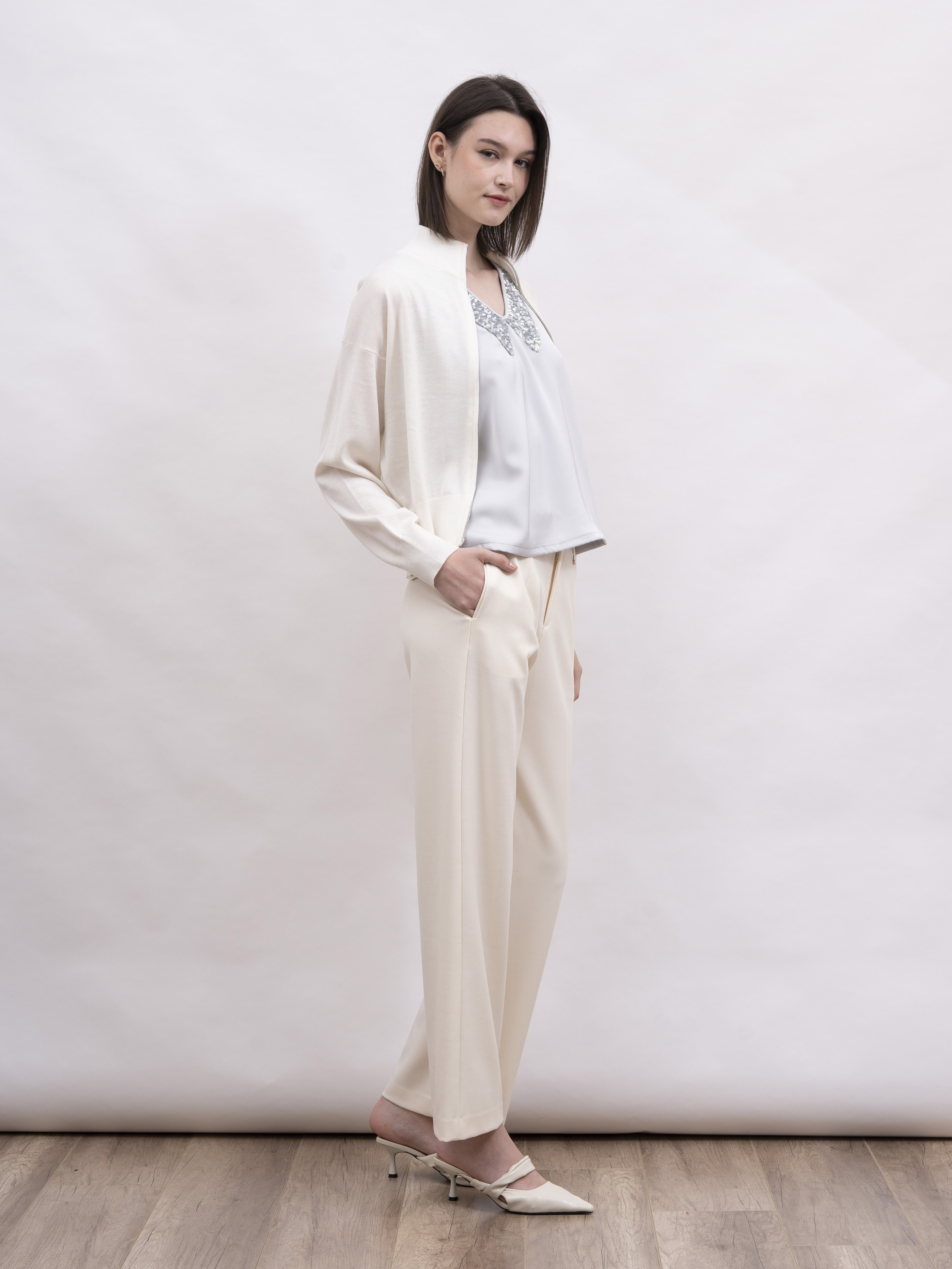 mi-tu 高領針織拉鏈外套