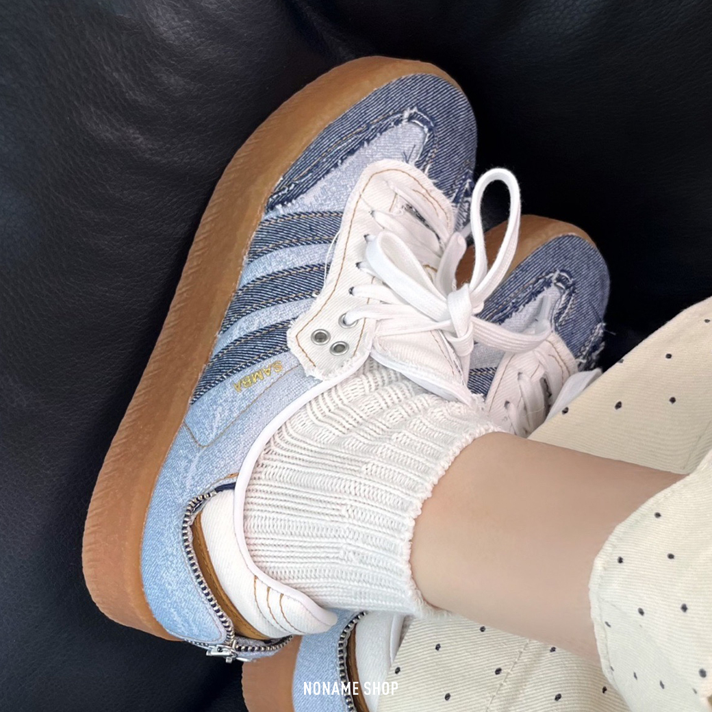 ATMOS X ADIDAS ORIGINALS SAMBA 拉鍊 拼接 丹寧 牛仔 焦糖底 復古 休閒鞋 (女款)