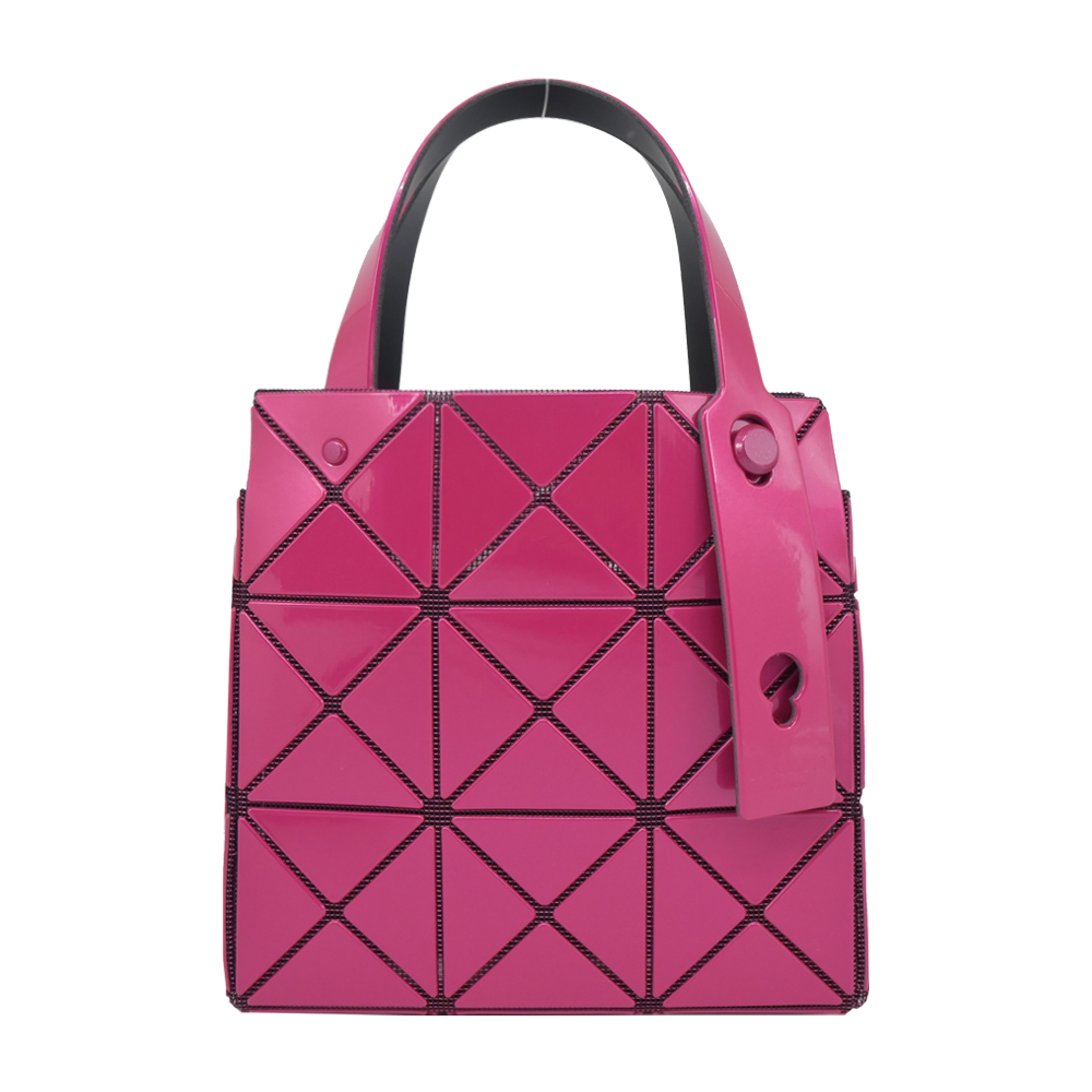 ISSEY MIYAKE 三宅一生BAOBAO 金屬光CARAT 3x3立體手提包-桃紅
