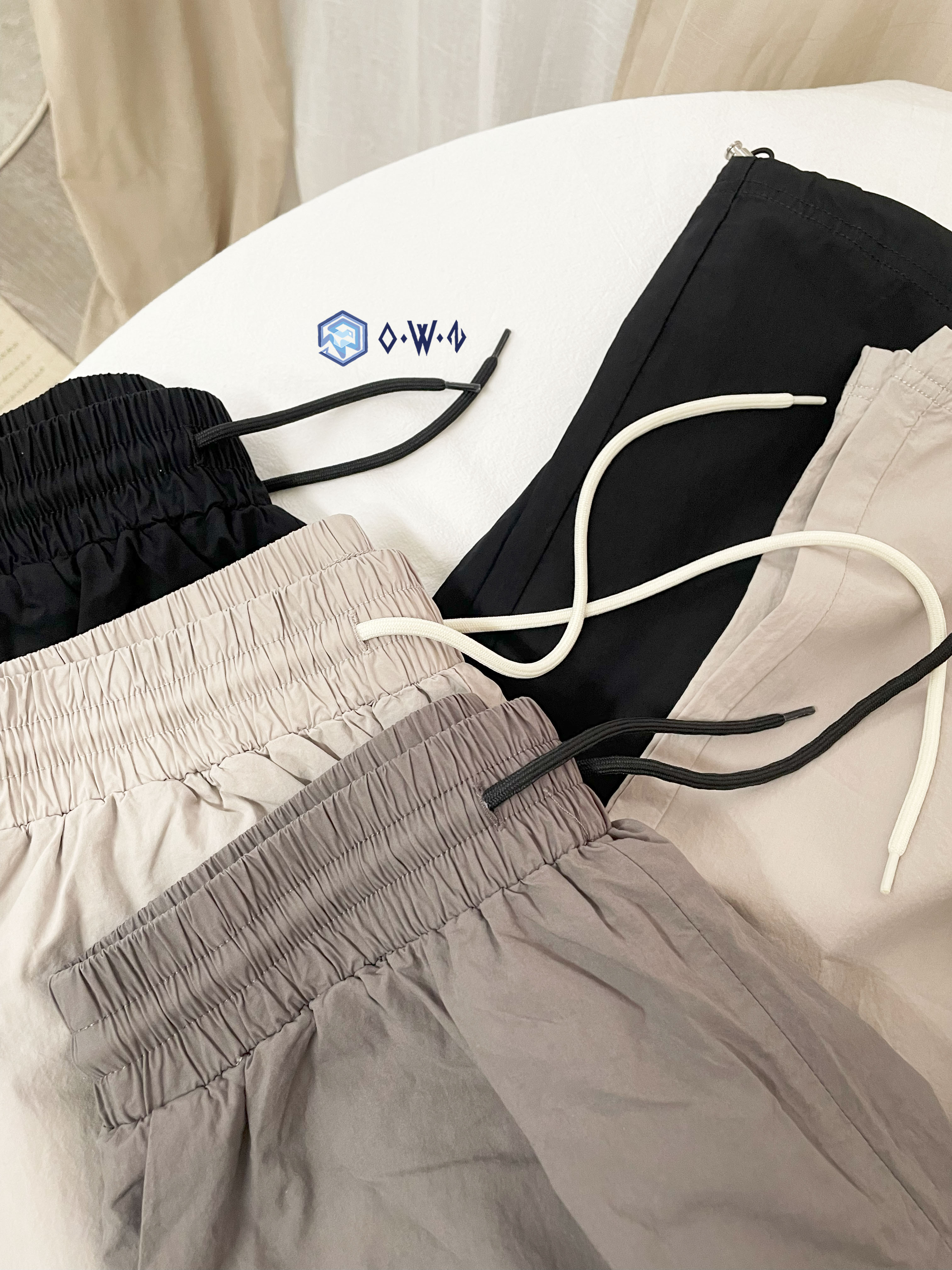 【OWN】TOFFEE 韓國 流行品牌 休閒 寬褲 鬆緊 縮口 不分男女 黑 奶棕 深棕