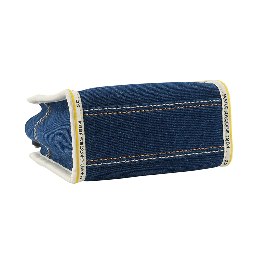 【MARC JACOBS】棉質牛仔布鏈帶肩背/斜背托特包(單寧藍) 2F4HCR016H05 473