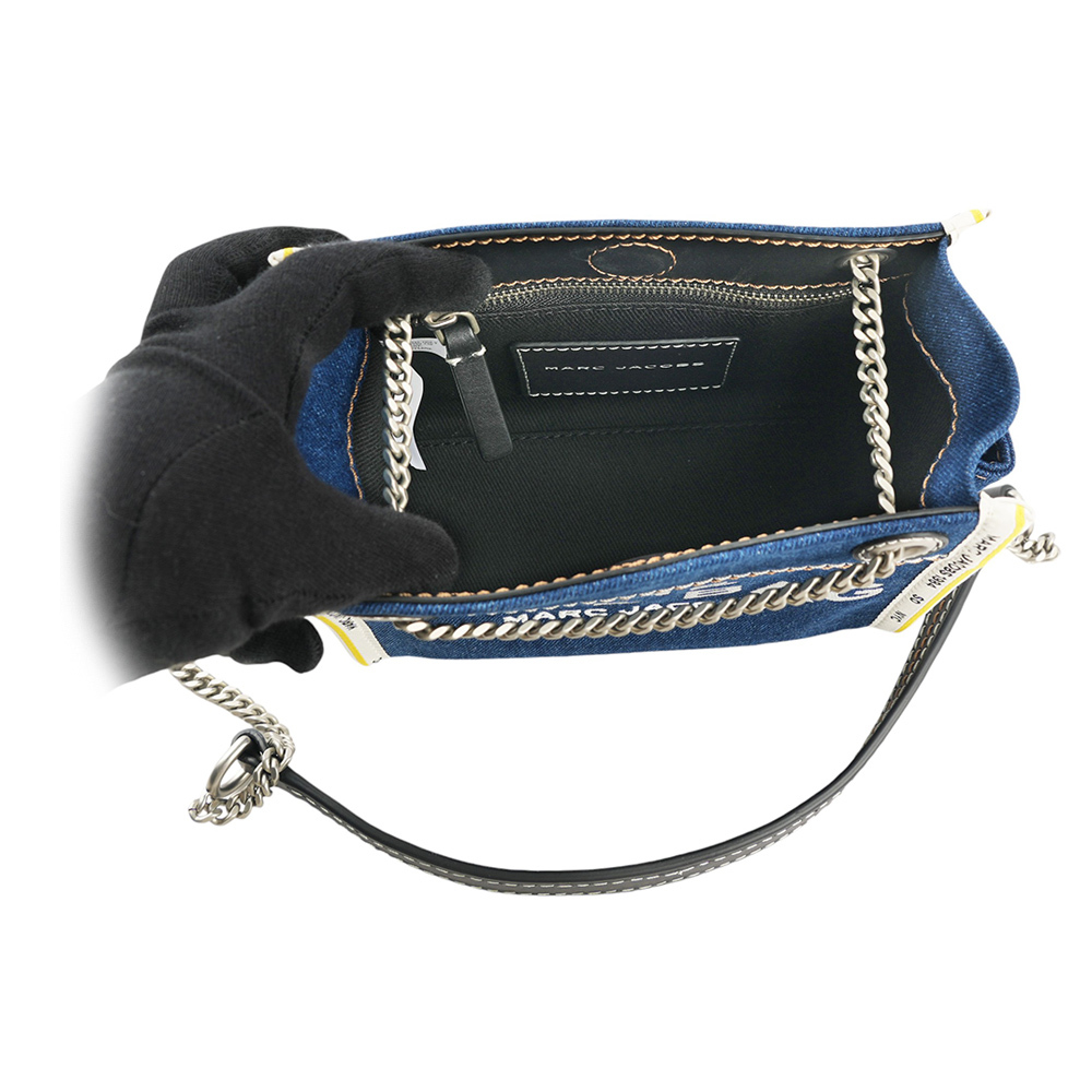 【MARC JACOBS】棉質牛仔布鏈帶肩背/斜背托特包(單寧藍) 2F4HCR016H05 473