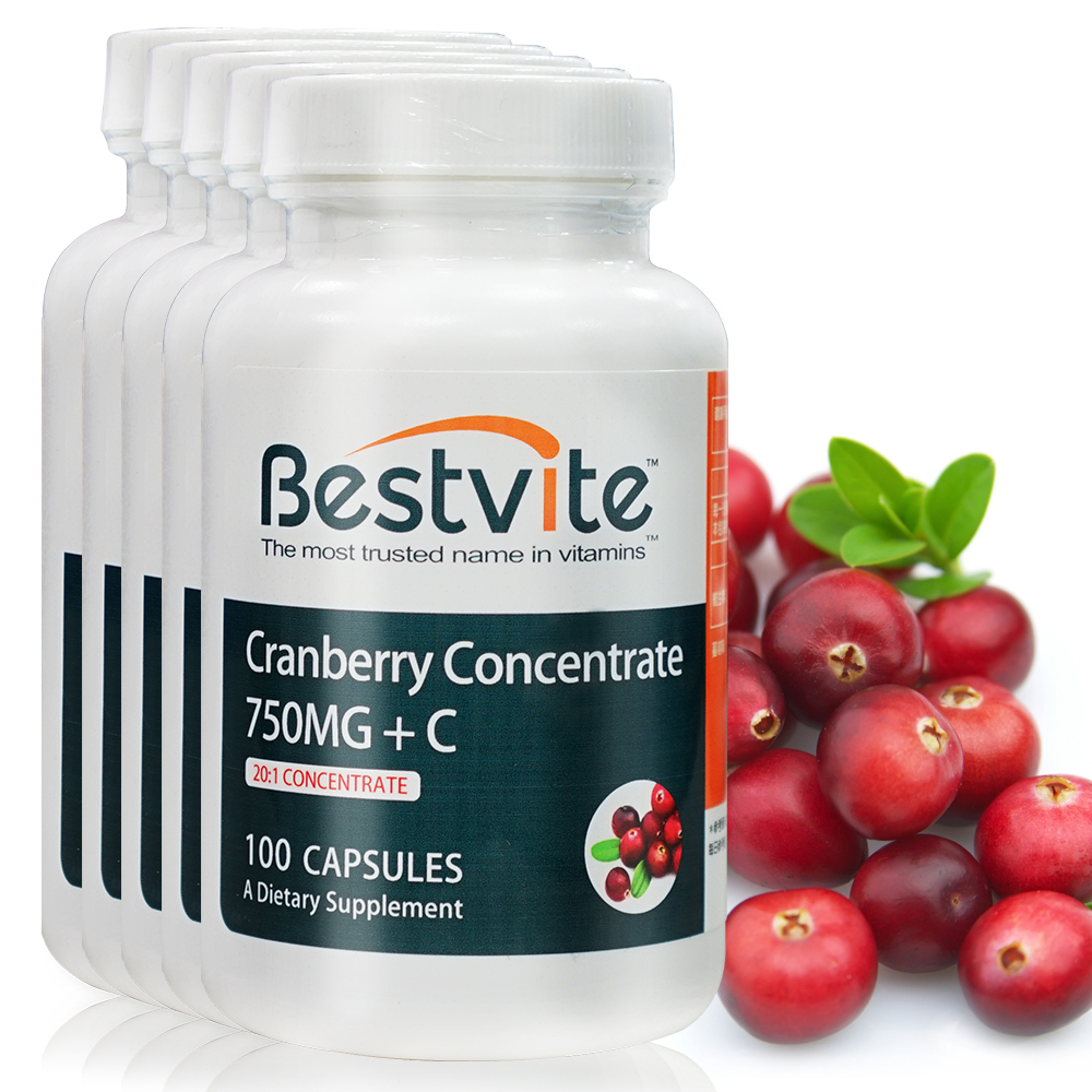 【美國BestVite】必賜力高濃縮蔓越莓膠囊5瓶組 (100顆*5)/私密保養