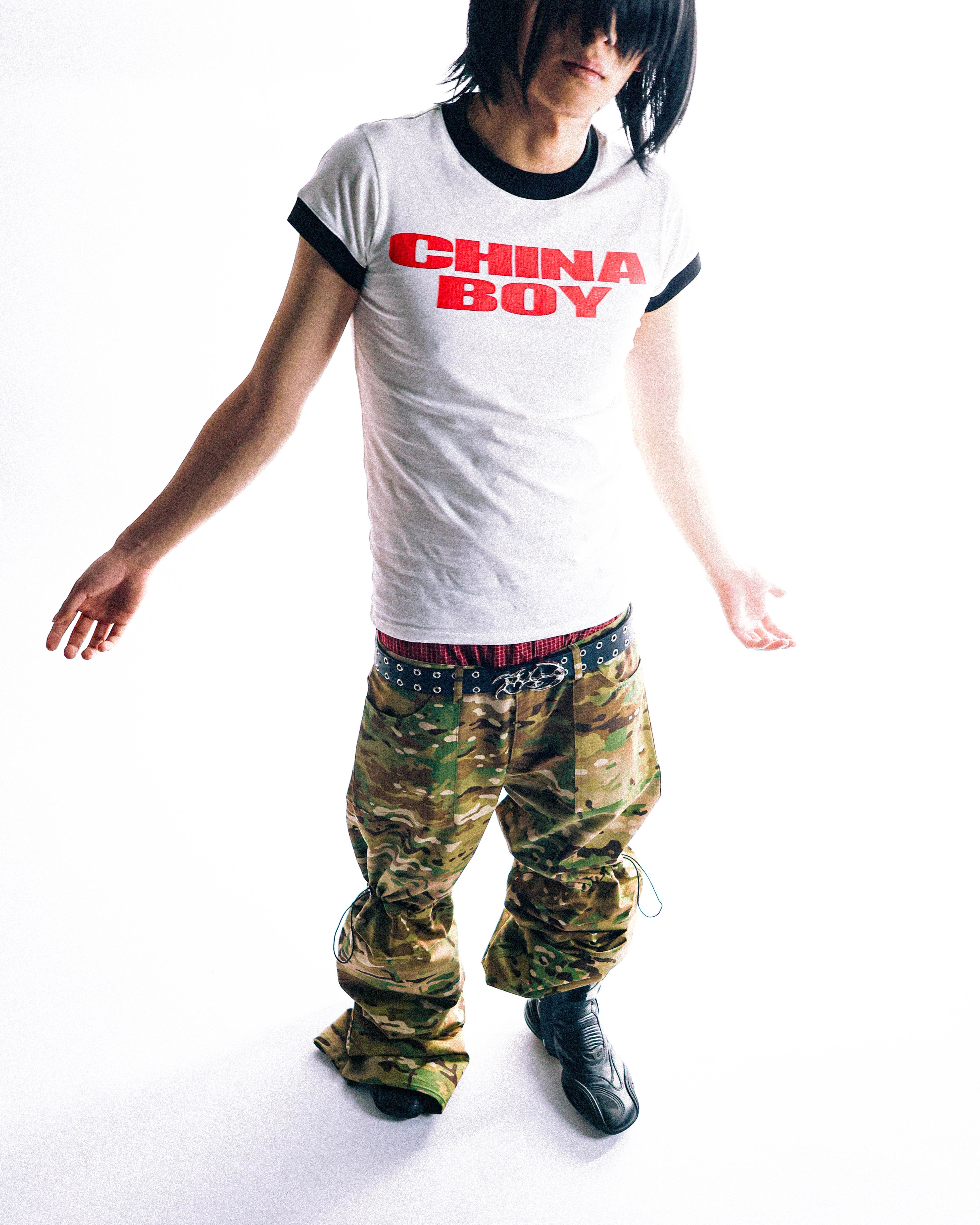 PCCVISION 3MAN0N CHINABOY double-sided printing color matching slim fit short-sleeved T-shirt