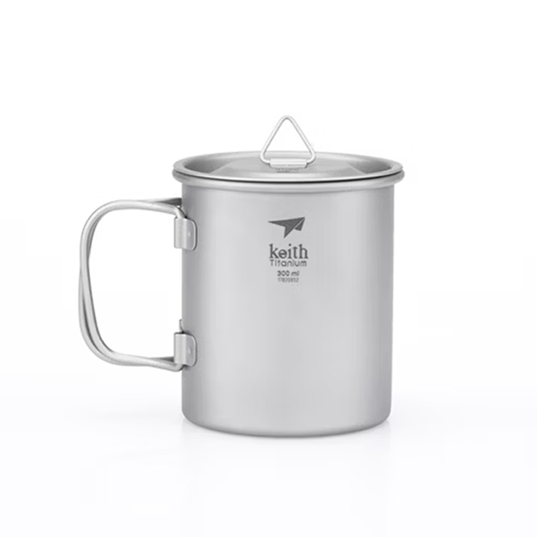 Keith 鎧斯 單層摺疊鈦杯附杯蓋300ml 52KEITI3201