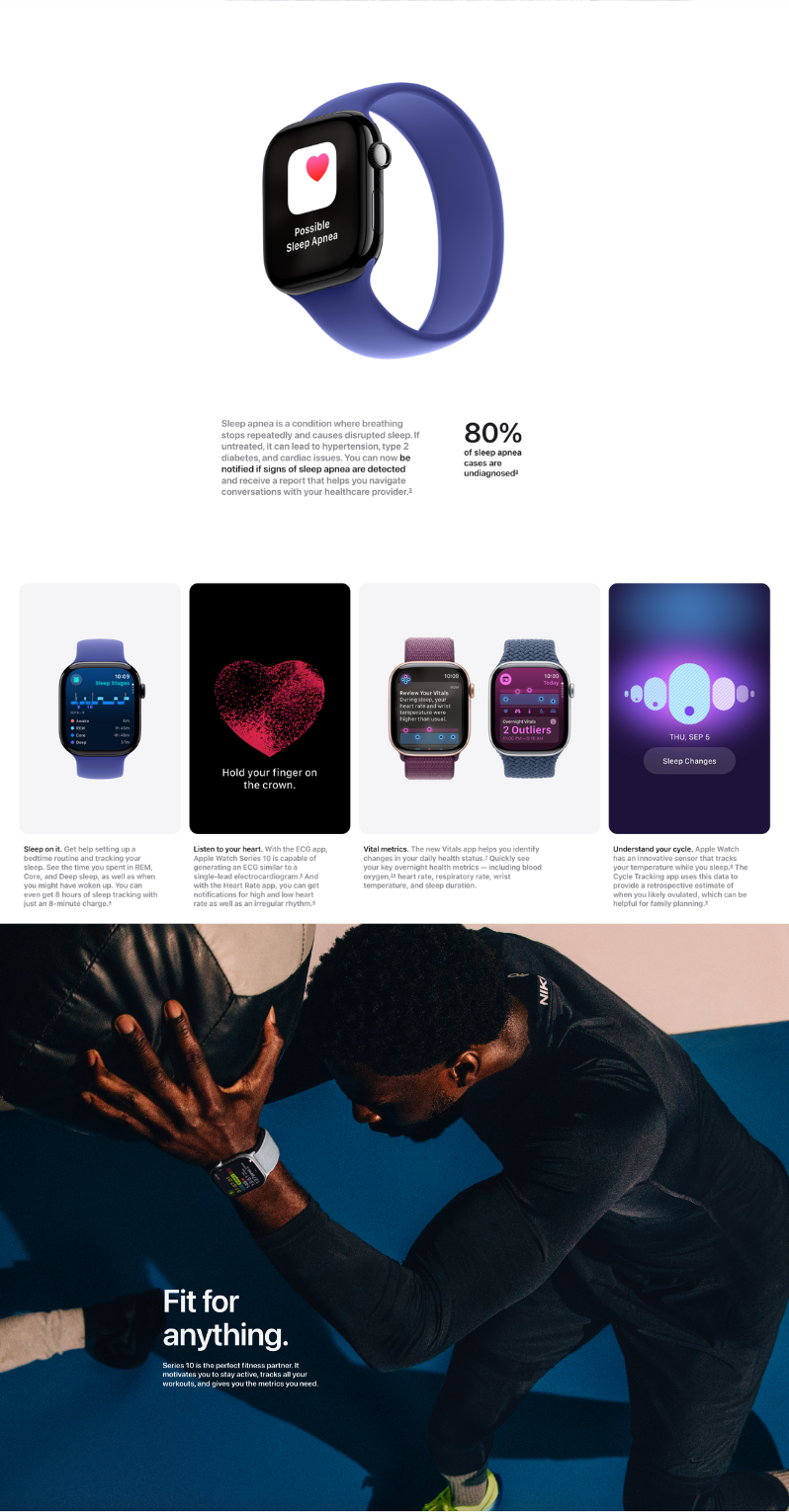 Apple Watch Series10 42mm 智能手錶 [GPS] 運動錶帶 [3色]【香港行貨】