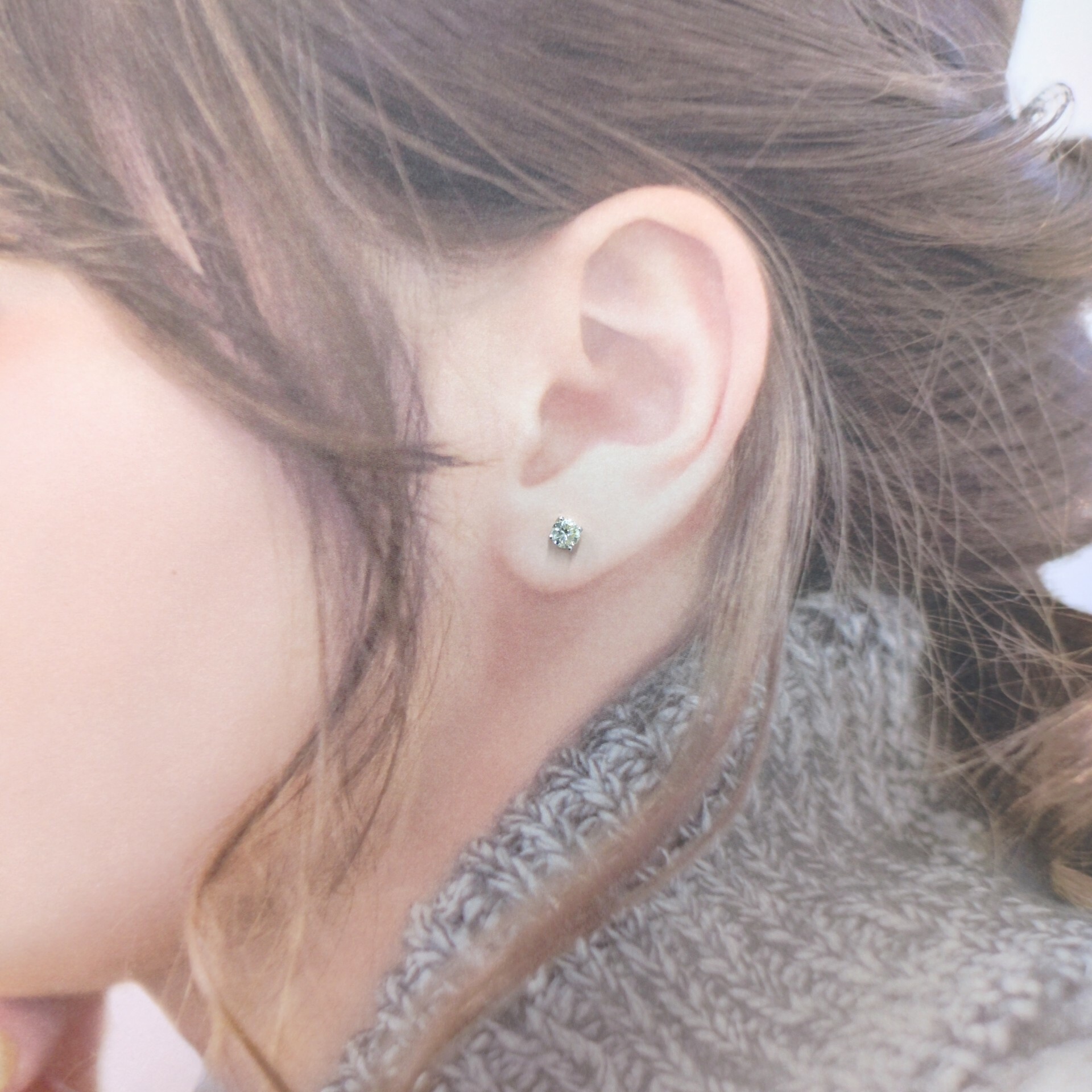 全新18K白金【主石31份鑽石】單耳環