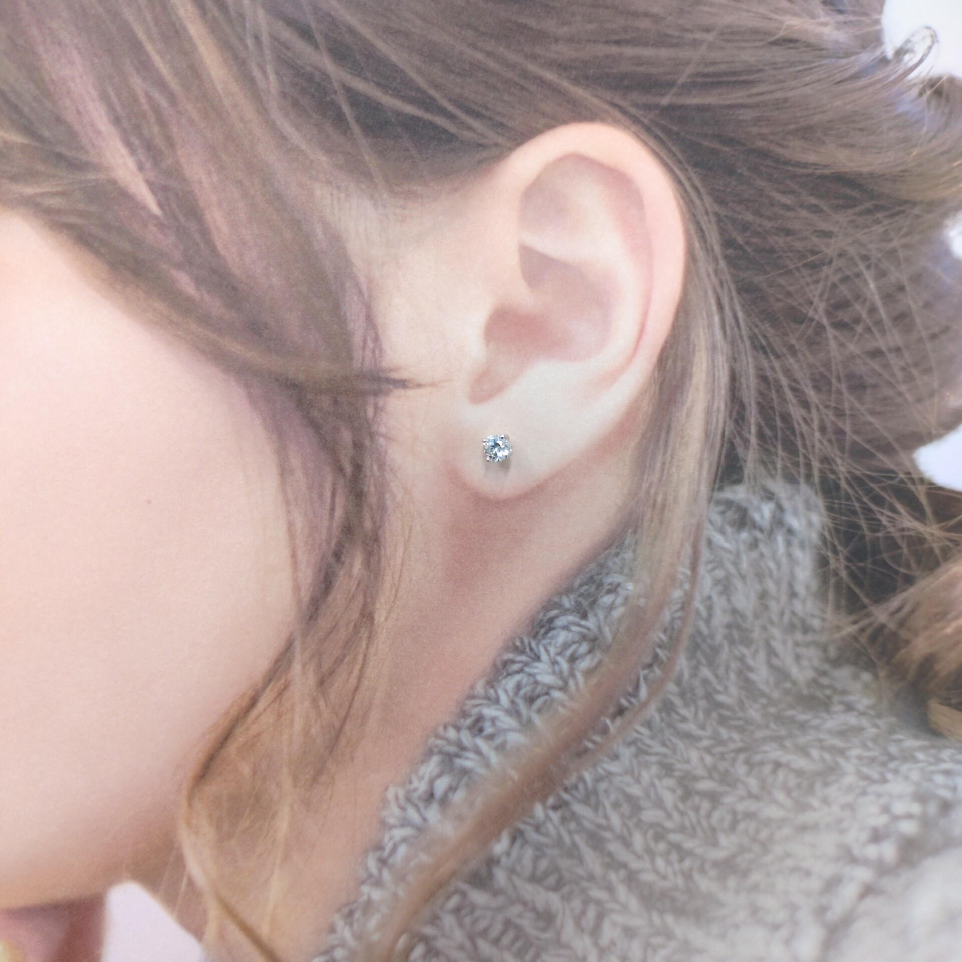 全新18K白金【主石31份鑽石】單耳環