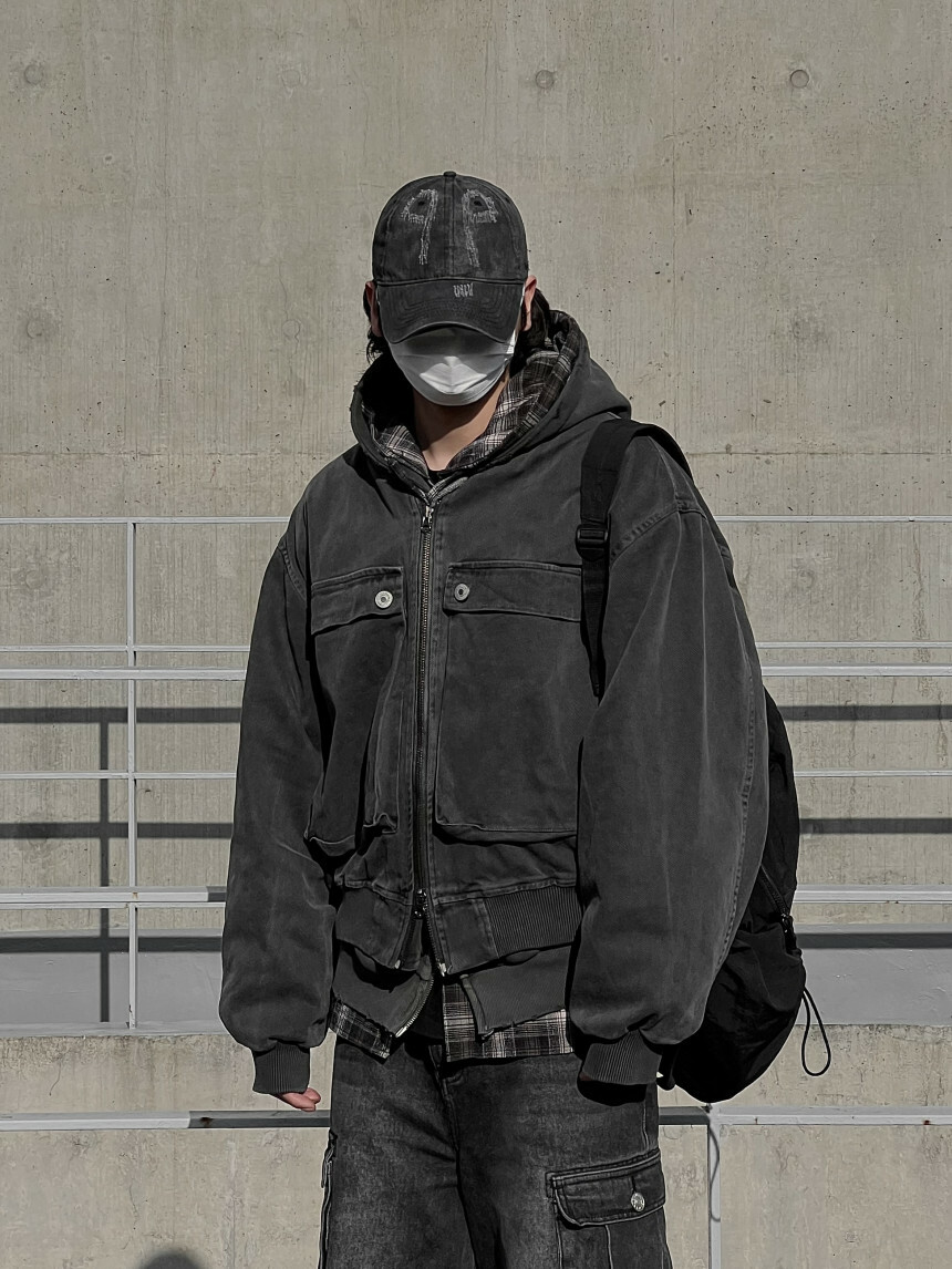 顏料大口袋工裝外套