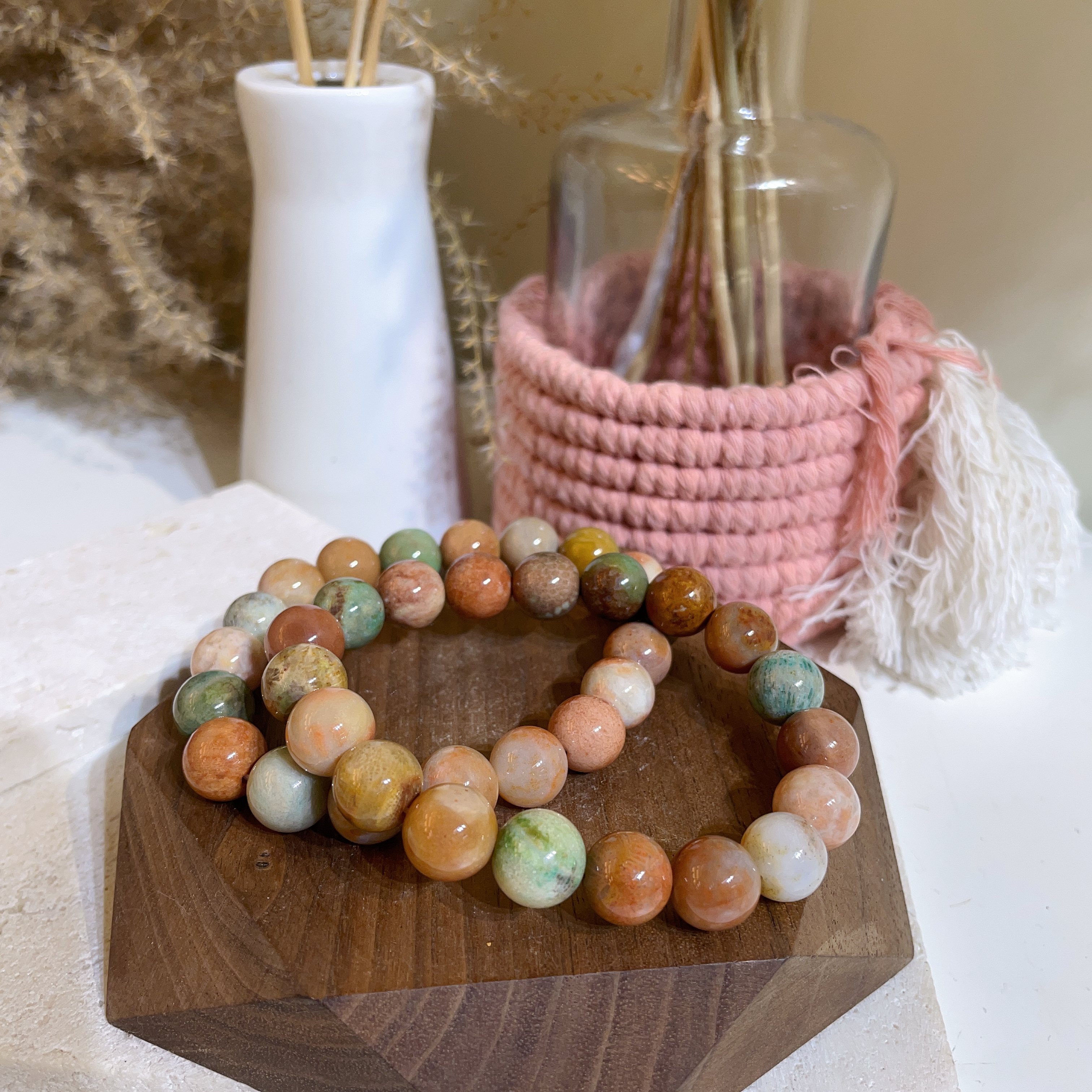 彩珊瑚玉手串 10+mm