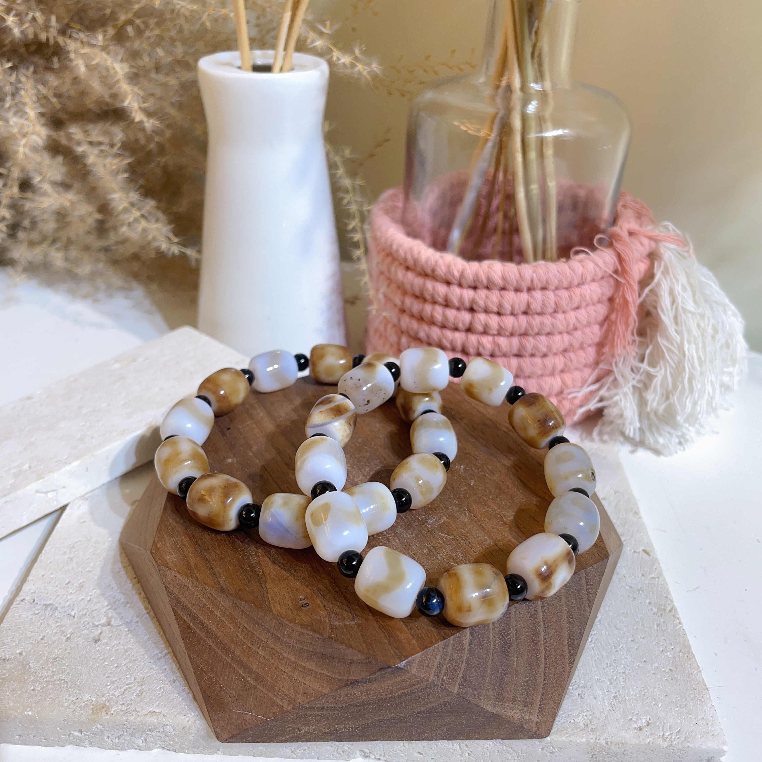 瑪瑙桶珠天珠手串 10+mm