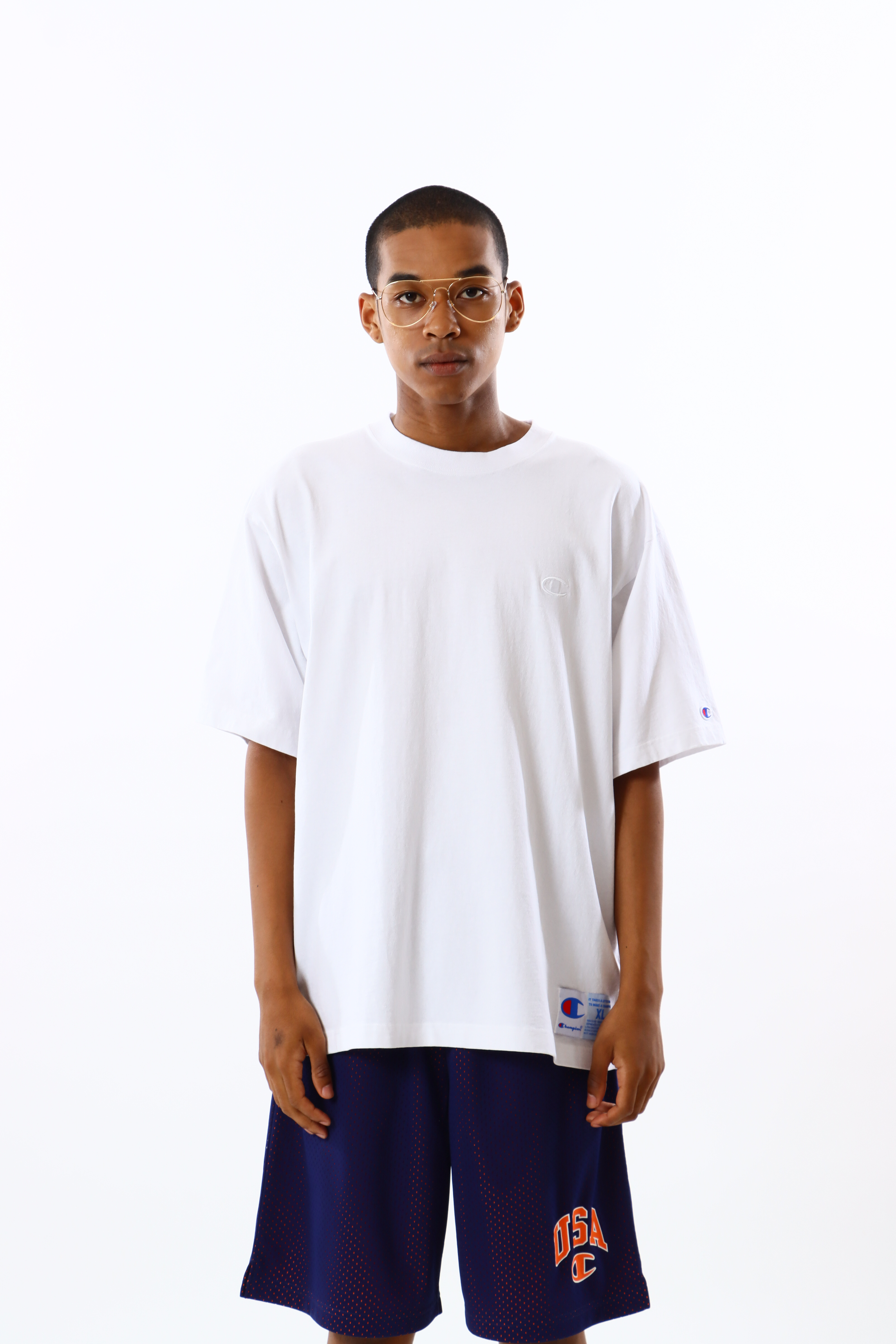 ACTION STYLE系列 男款 厚磅 刺繡 短袖 T恤(白)