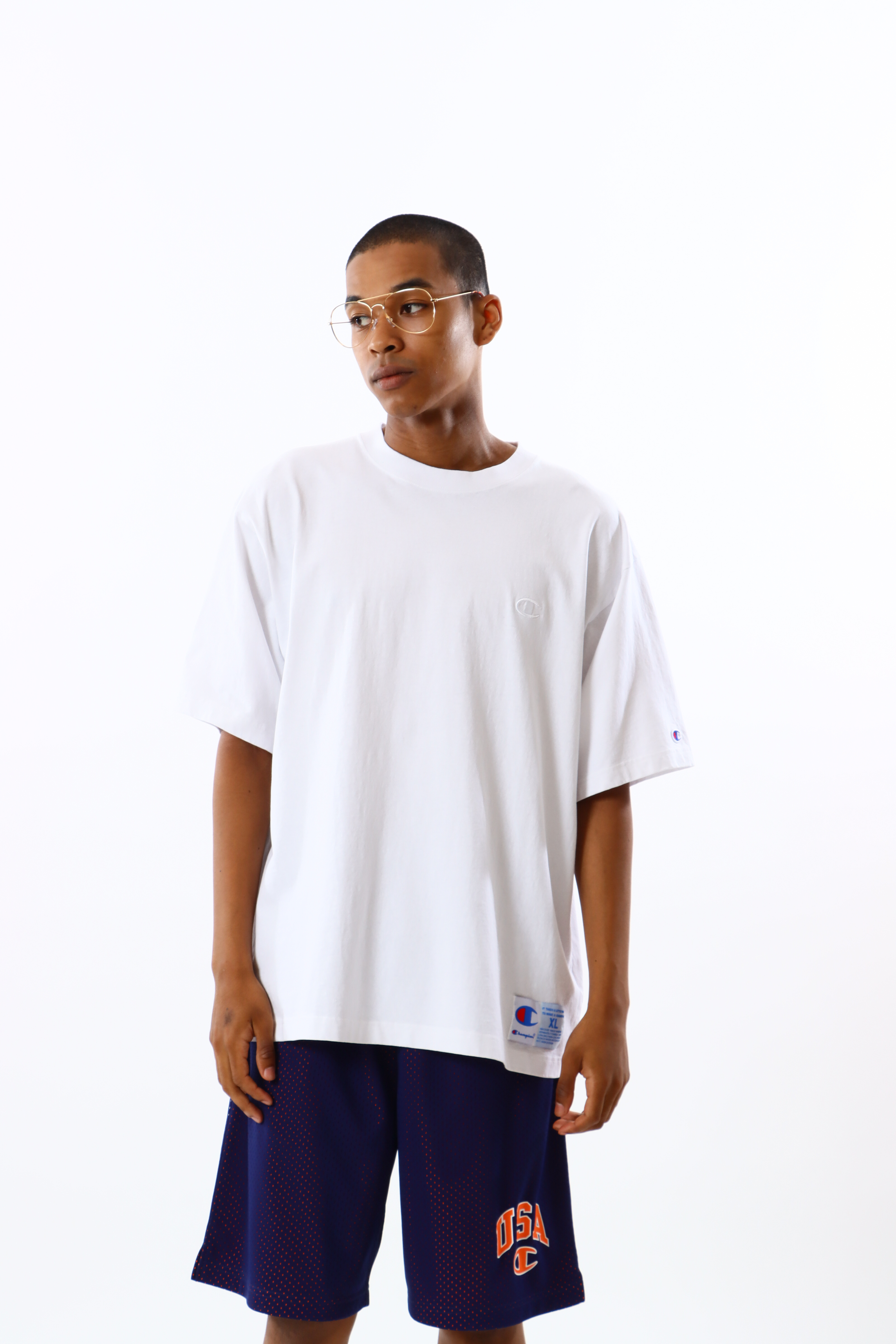 ACTION STYLE系列 男款 厚磅 刺繡 短袖 T恤(白)